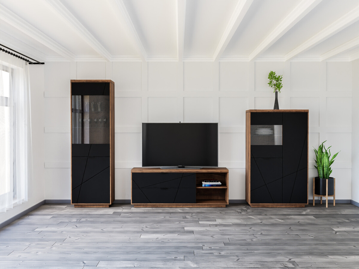 Nappali szett Fivale 112 (Sötét delanói tölgy + Matt fekete)