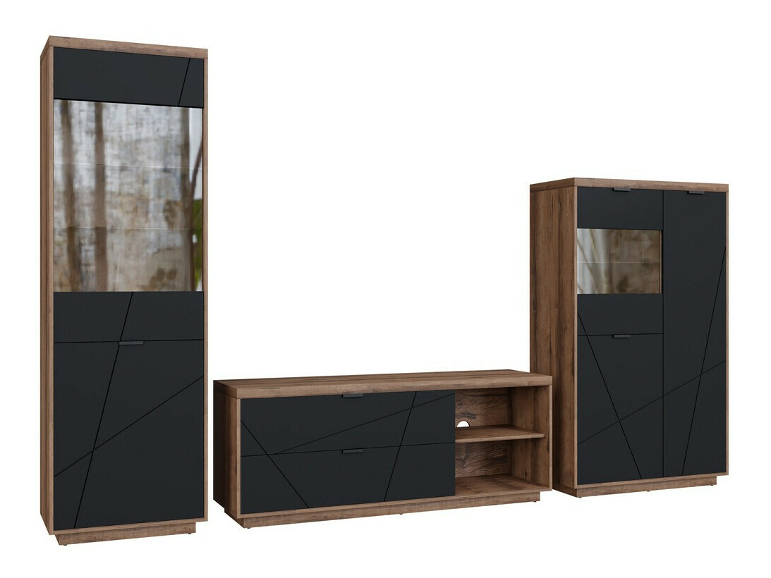 Nappali szett Fivale 112 (Sötét delanói tölgy + Matt fekete)