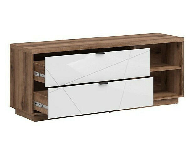 Nappali szett Fivale 113 (Sötét delanói tölgy + Fényes fehér)