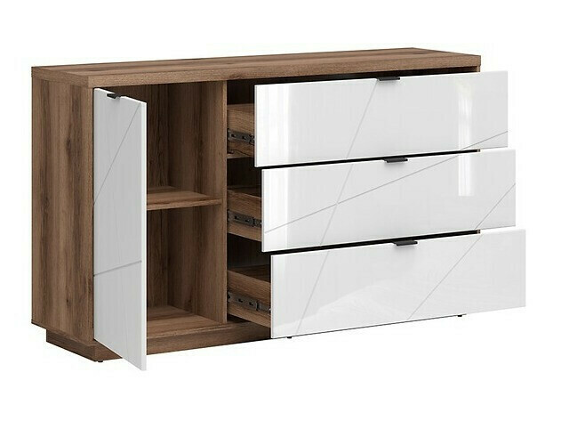 Nappali szett Fivale 114 (Sötét delanói tölgy + Fényes fehér)