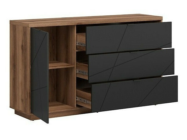 Nappali szett Fivale 114 (Sötét delanói tölgy + Matt fekete)