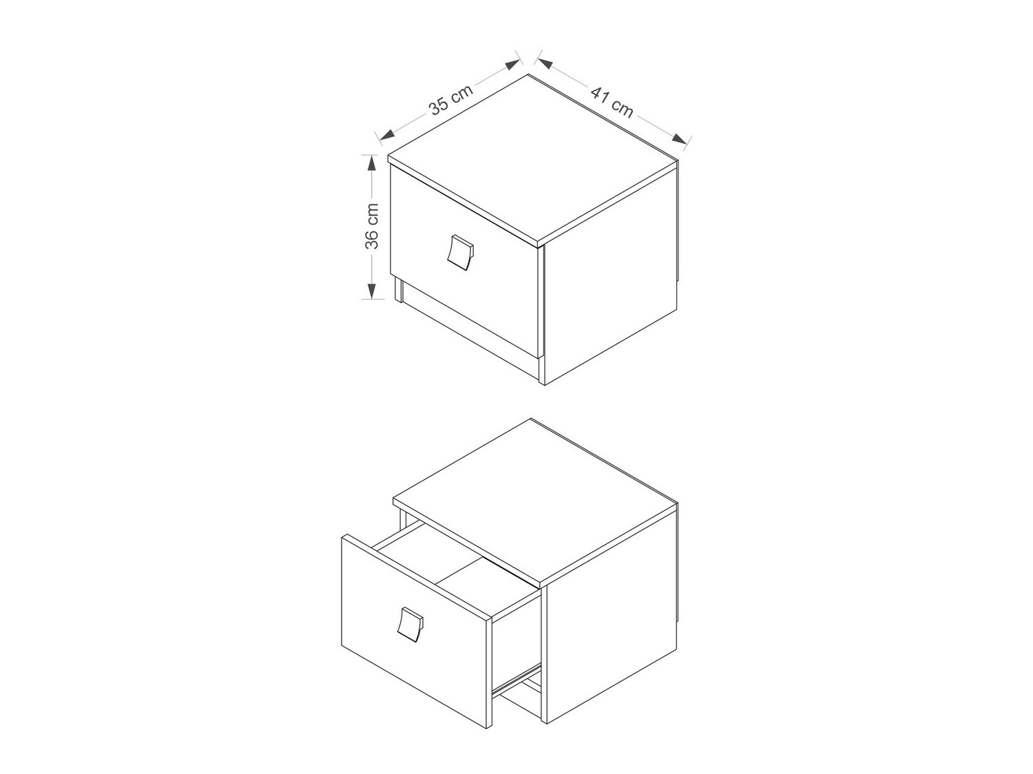 Éjjeliszekrény Murrieta 111 (Fényes fehér + Fényes fekete)