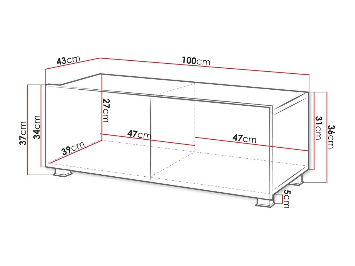 TV-állvány Tivdalu 104 (Fekete + Fényes fekete)