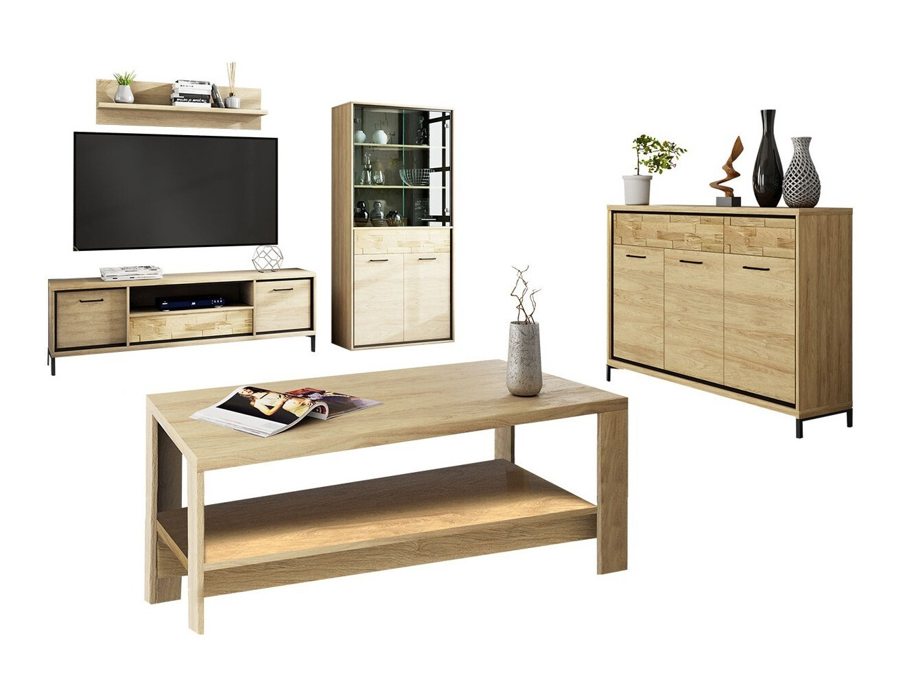 Nappali szett Etrmoni 118 (Világos fa + Tölgy)