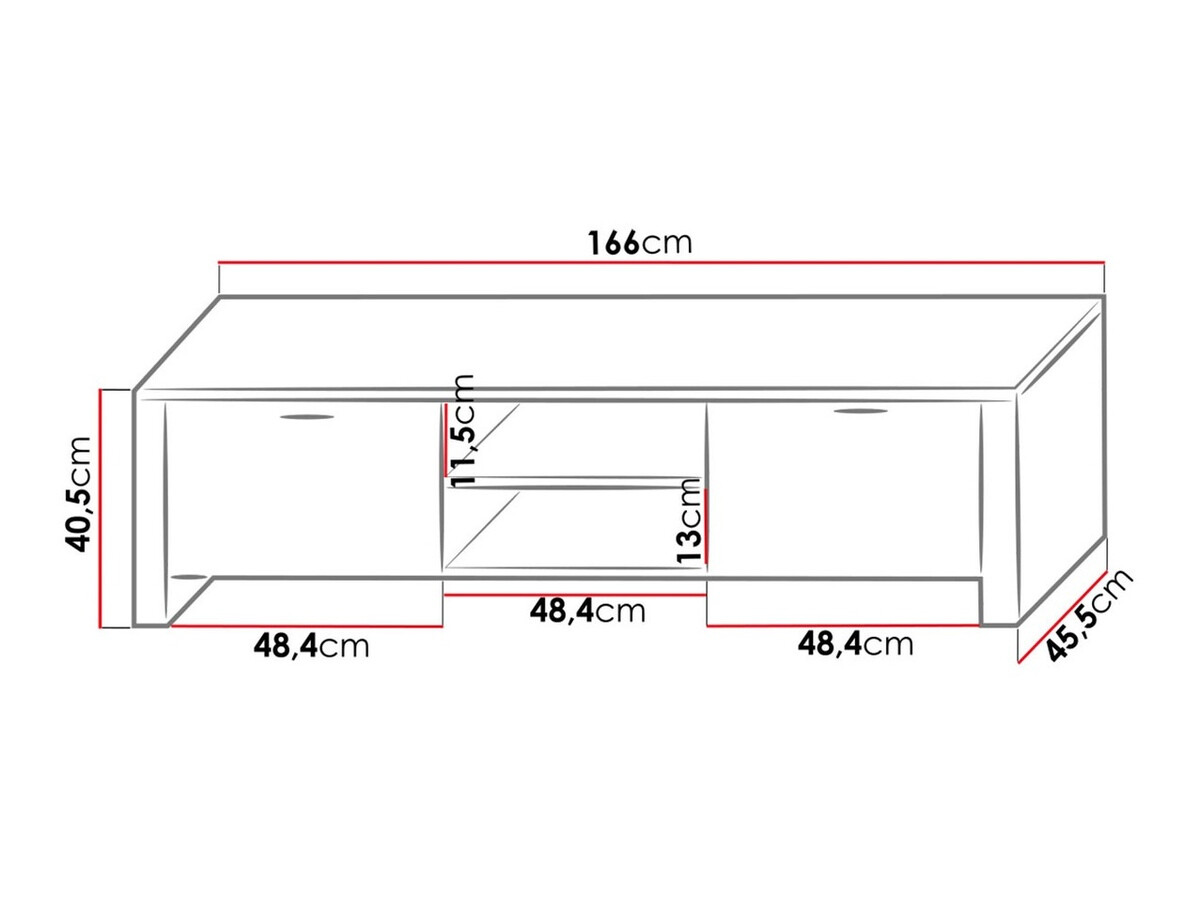 TV-állvány Nashville 104 (Fehér + Fényes fekete)