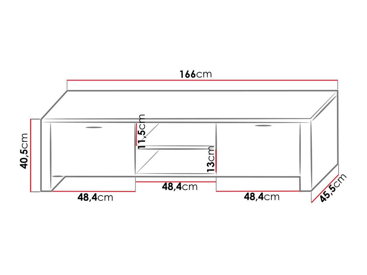 TV-állvány Uva II (Fehér + Fényes fehér)