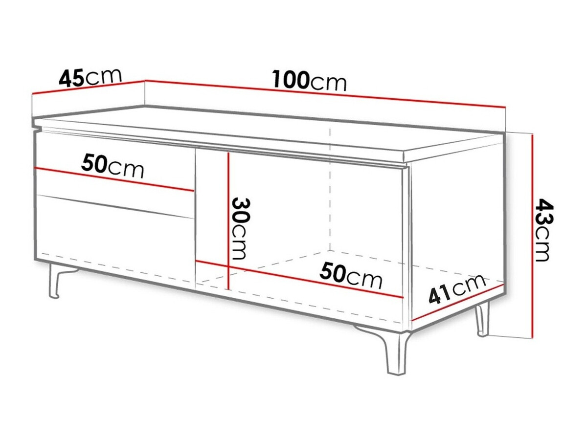 TV-állvány Uva IV (Fehér + Fényes fehér)