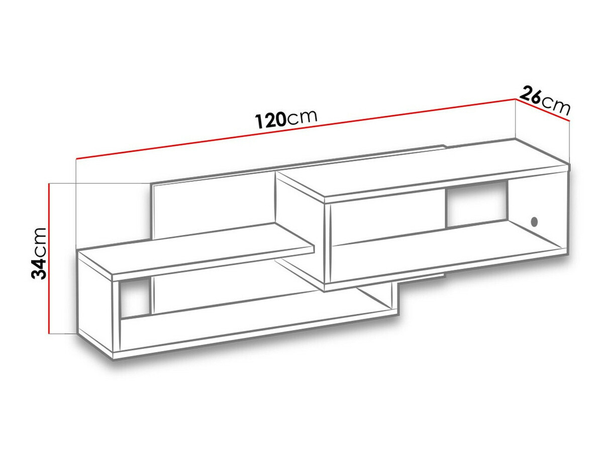 Fali polc Lorlare 104 (Fehér + Szürke)