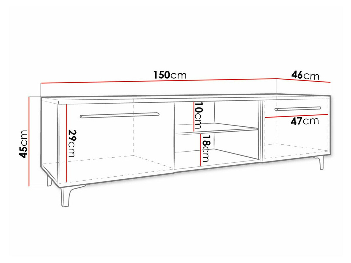 TV-állvány Uva V (Fehér + Fényes fehér)