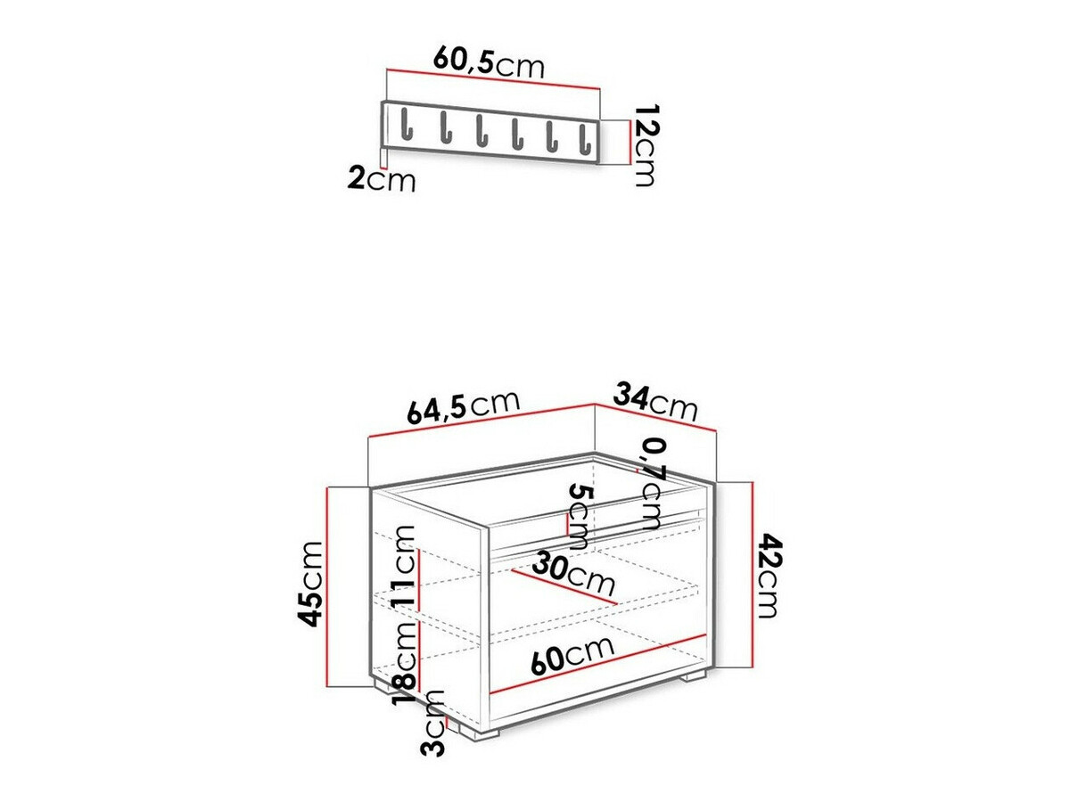 Előszoba garnitúra Comfivo Pinus IX (Fehér + Manila 09)