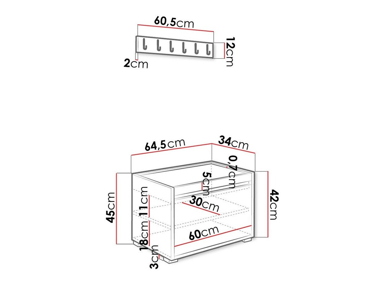 Előszoba garnitúra Comfivo Pinus IX (Fehér + Soft 017)