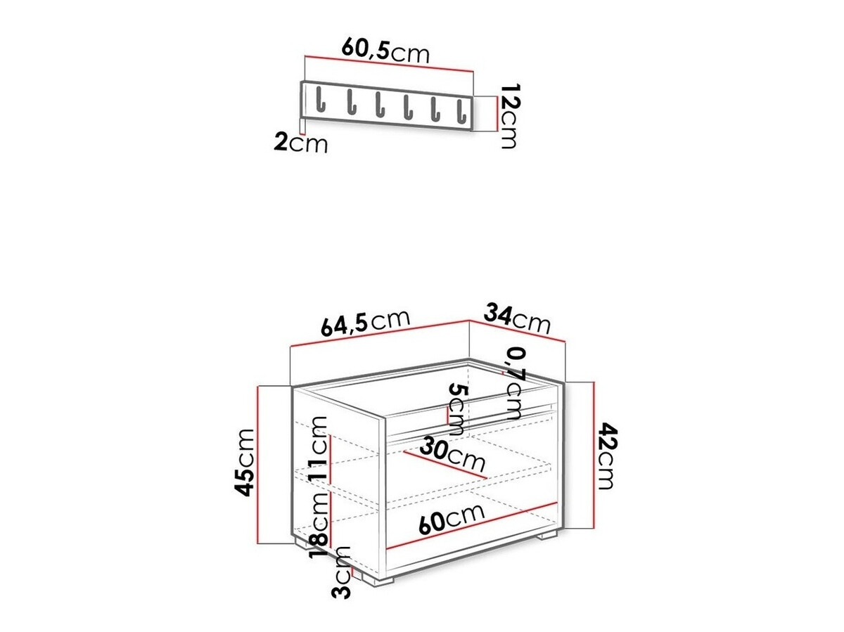 Előszoba garnitúra Comfivo Pinus V (Fehér + Manila 35)