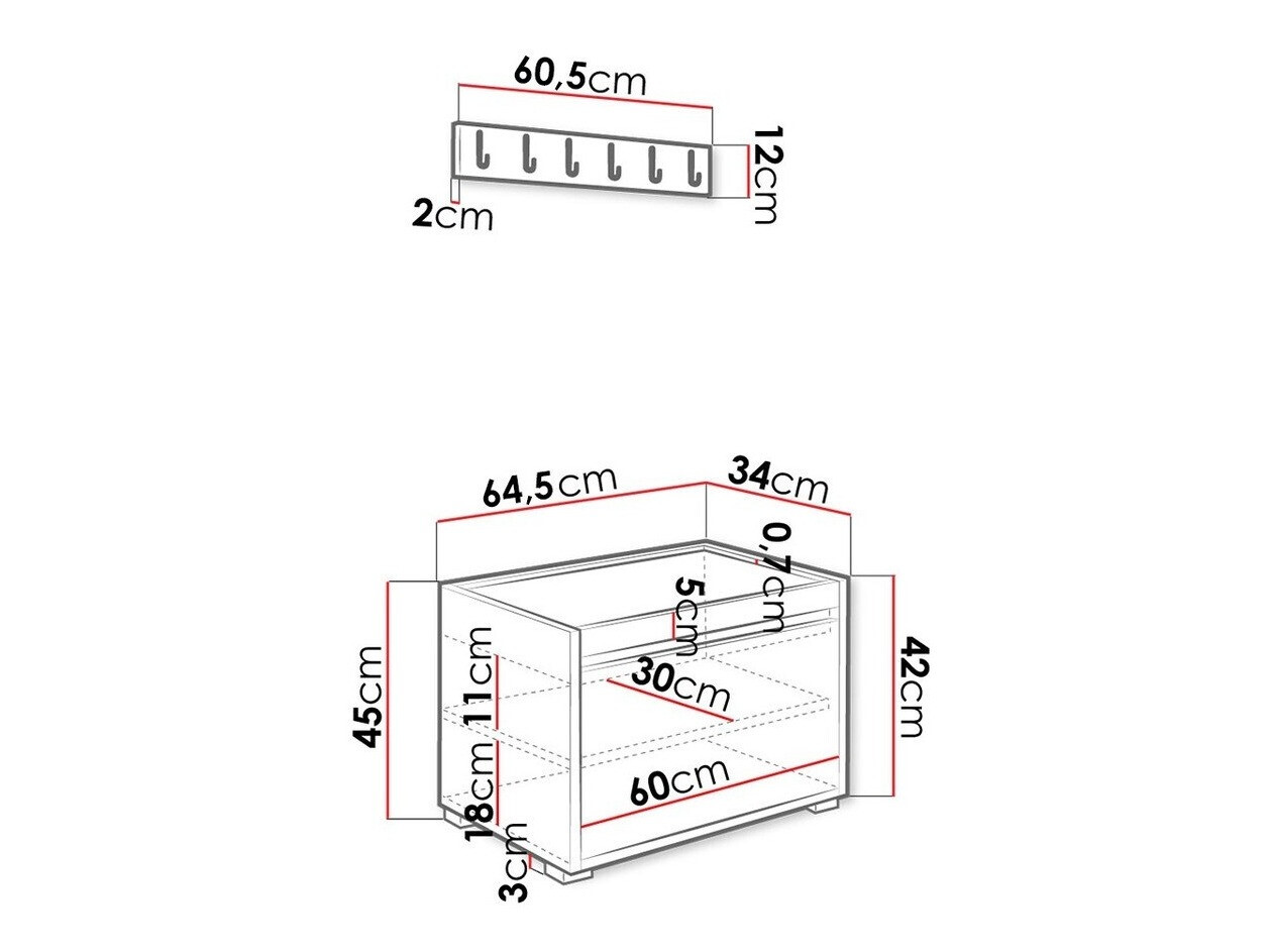 Előszoba garnitúra Comfivo Pinus V (Fehér + Soft 017)