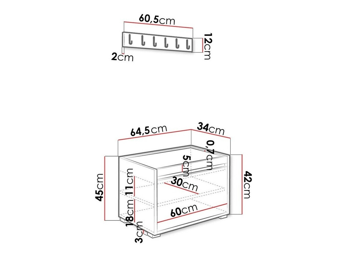 Előszoba garnitúra Comfivo Pinus VI (Fehér + Soft 017)