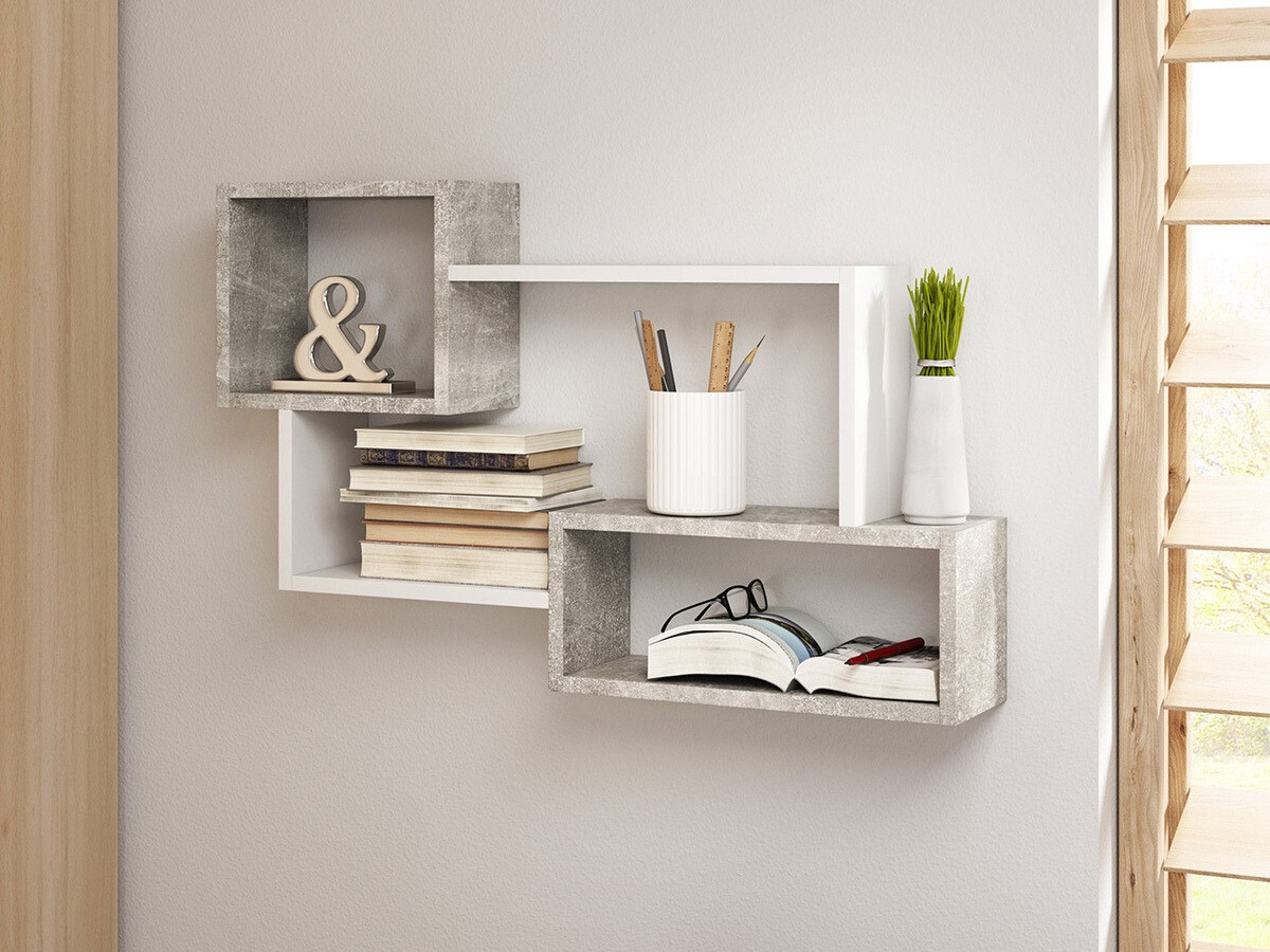 Fali polc Sarasota 106 (Beton + Fehér)