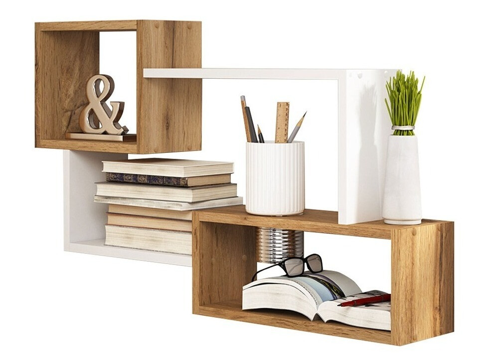 Fali polc Sarasota 106 (Wotan tölgy + Fehér)