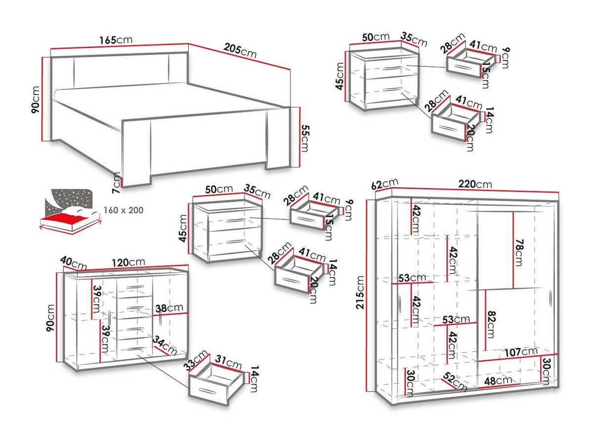 Hálószoba garnitúra Catromi 115 (Monastery tölgy)