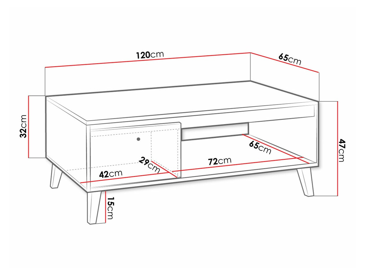 Dohányzóasztal Delbene 113 (Világos San Remo tölgy + Matt fehér)