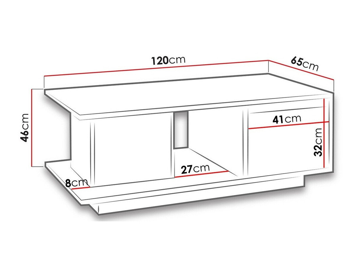 Dohányzóasztal Fivelbo 103 (Monastery tölgy + Fényes fekete)