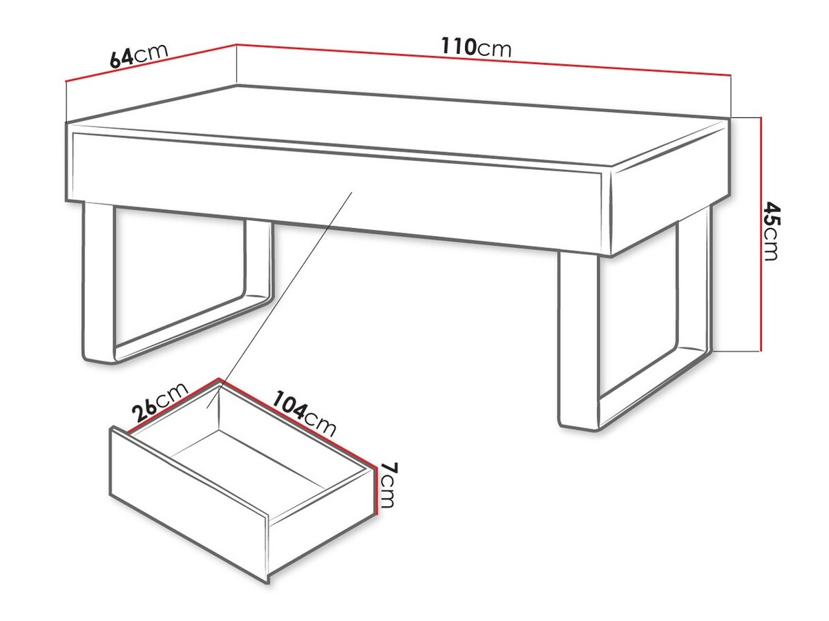 Dohányzóasztal Tivdalu 138 (Fekete + Fényes fekete)