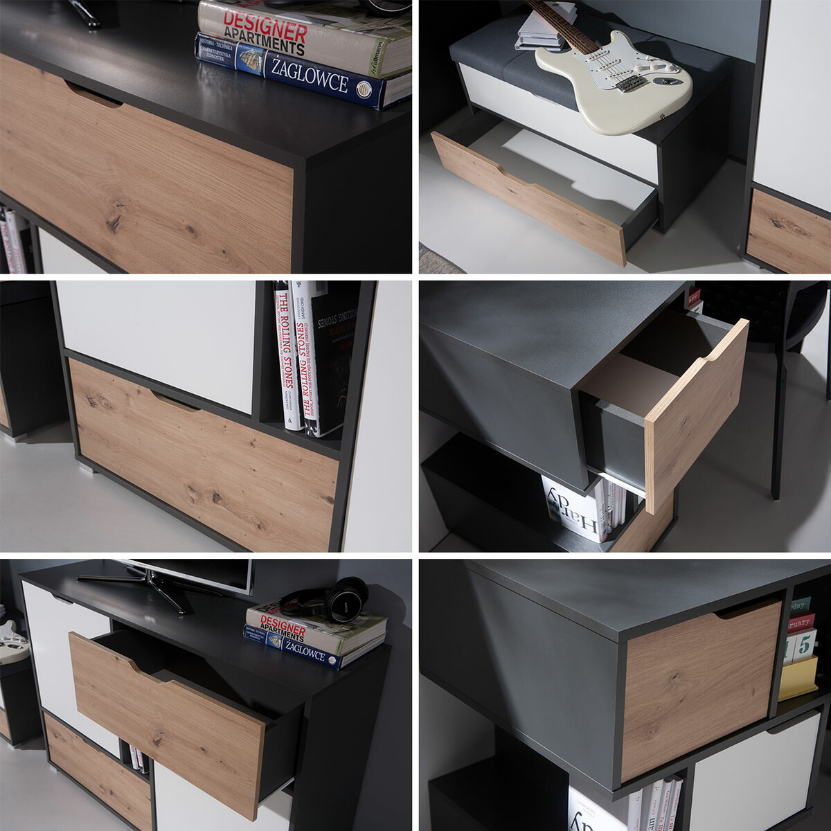 Dohányzóasztal Providence H106 (Grafit + Fehér)