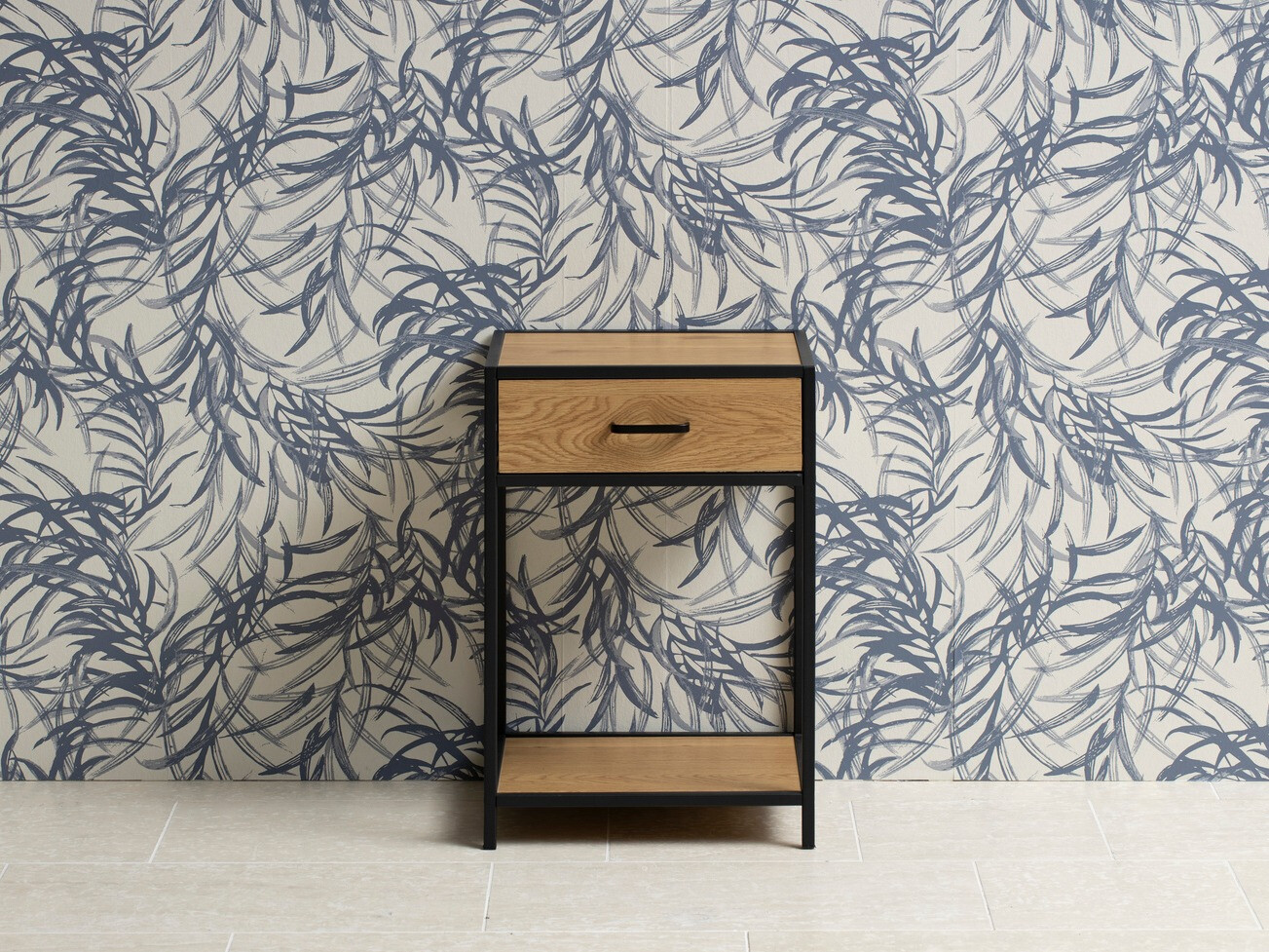 Éjjeliszekrény Norsica Sevferi 128 (Vad tölgy + Fekete)