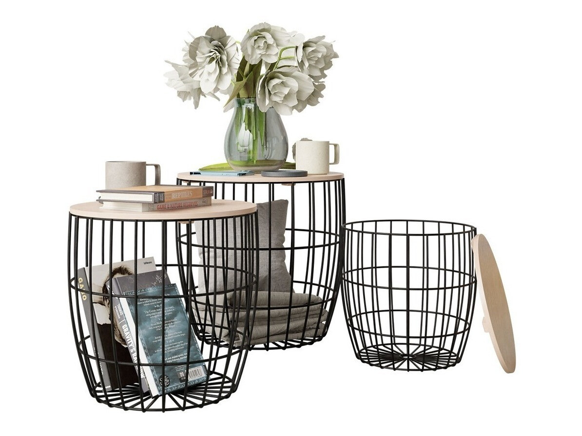 Oldalsó asztalok szett Aedifis (Fekete + Világos fa)