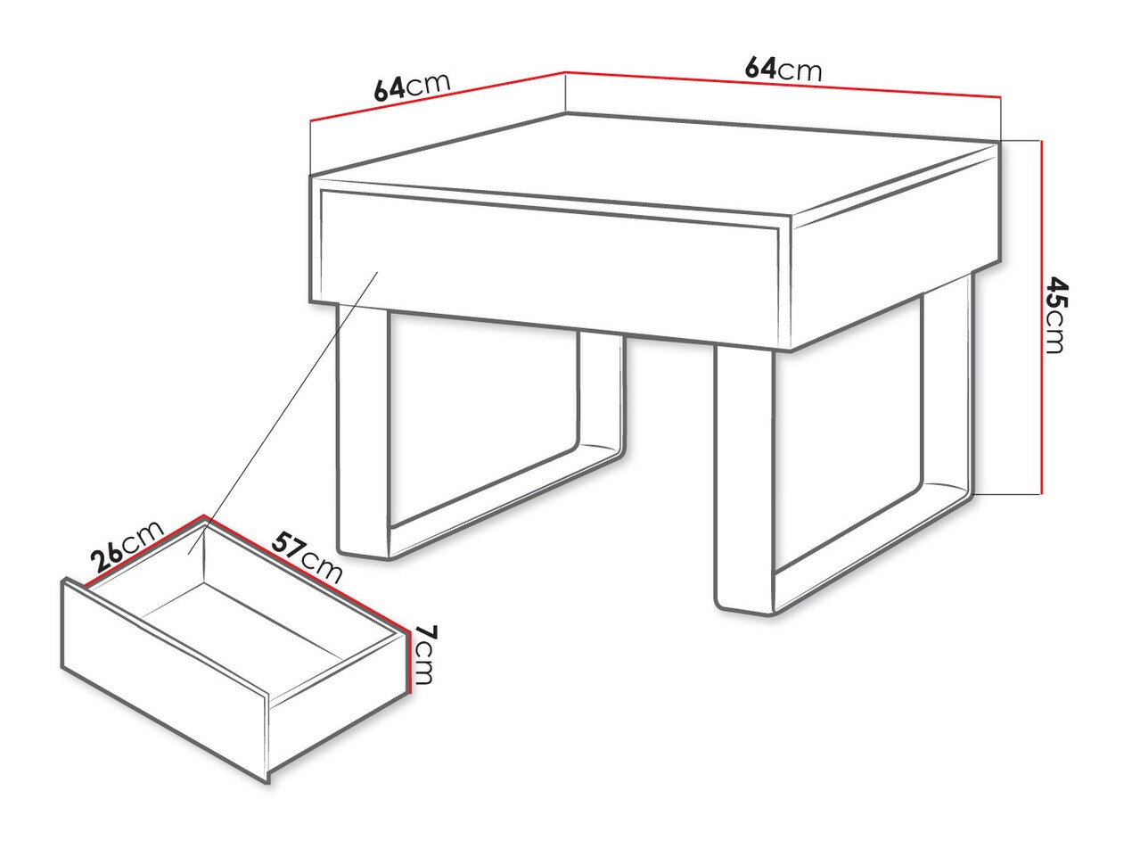 Kisasztal Tivdalu 137 (Fekete + Fényes fekete)