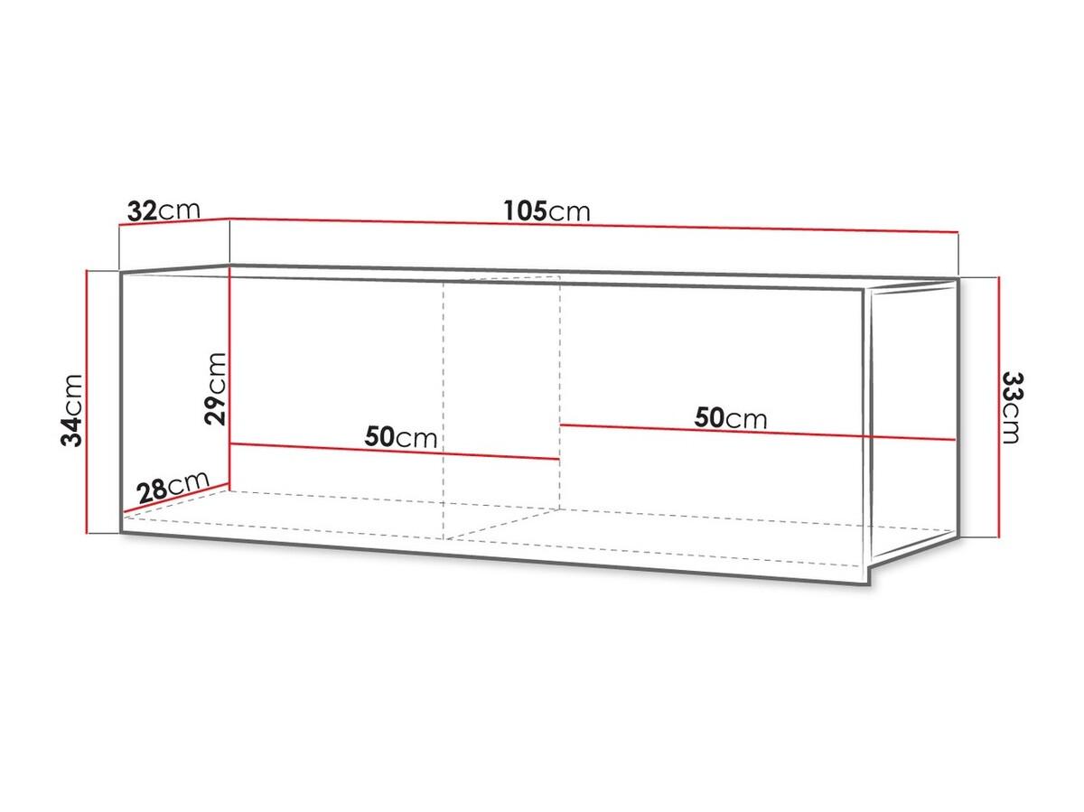 Fali szekrény Tivdalu 101 (Fekete + Fényes fekete)