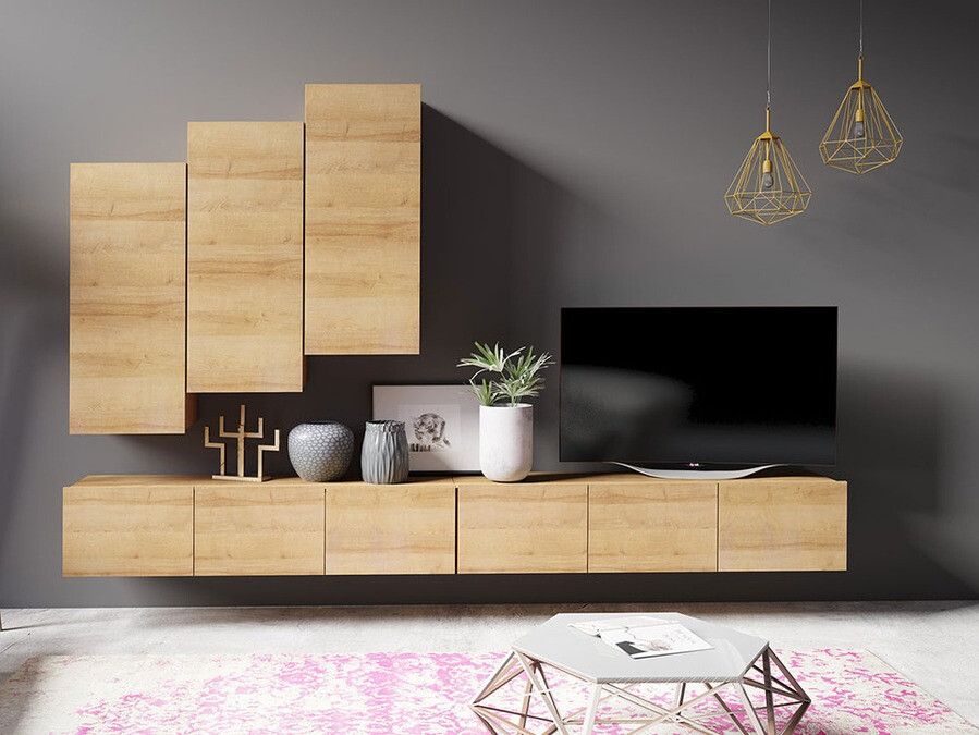 Fali szekrény Tivdalu 126 (Fehér + Fényes fehér)