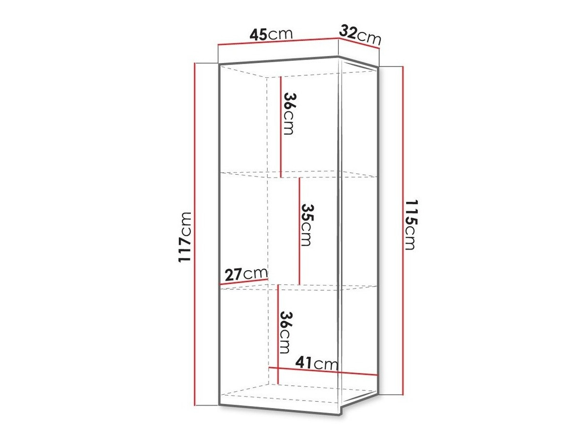 Fali szekrény Tivdalu 126 (Fehér + Fényes fehér)