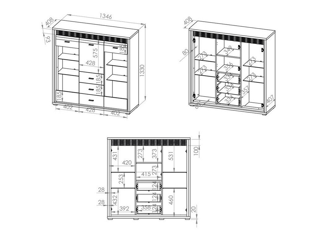 Komód Madison H106 (Fényes fehér)
