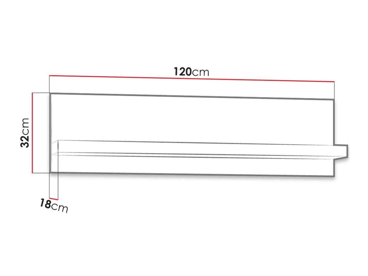 Fali polc Serfeno 108 (Sötét hamuszürke)