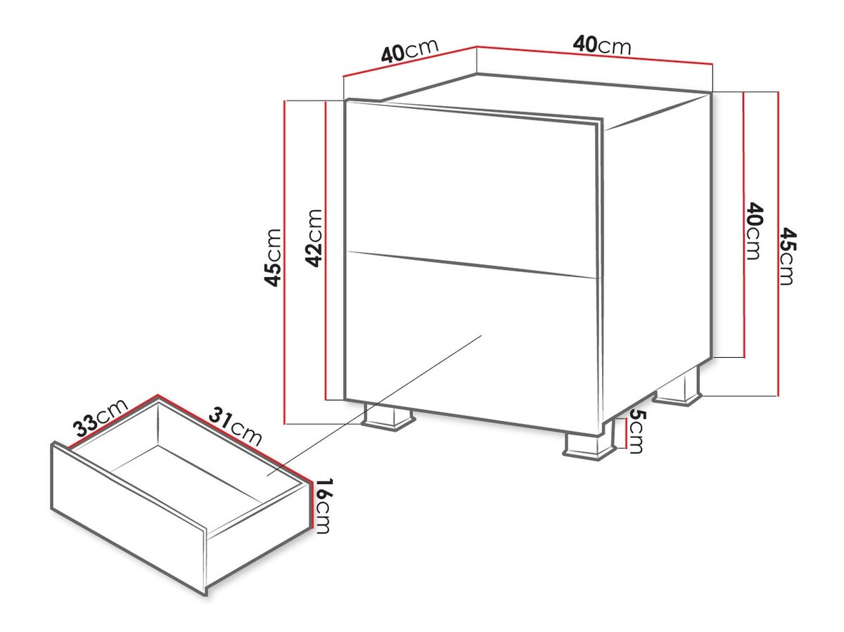 Éjjeliszekrény Tivdalu 127 (Fekete + Fényes fekete)