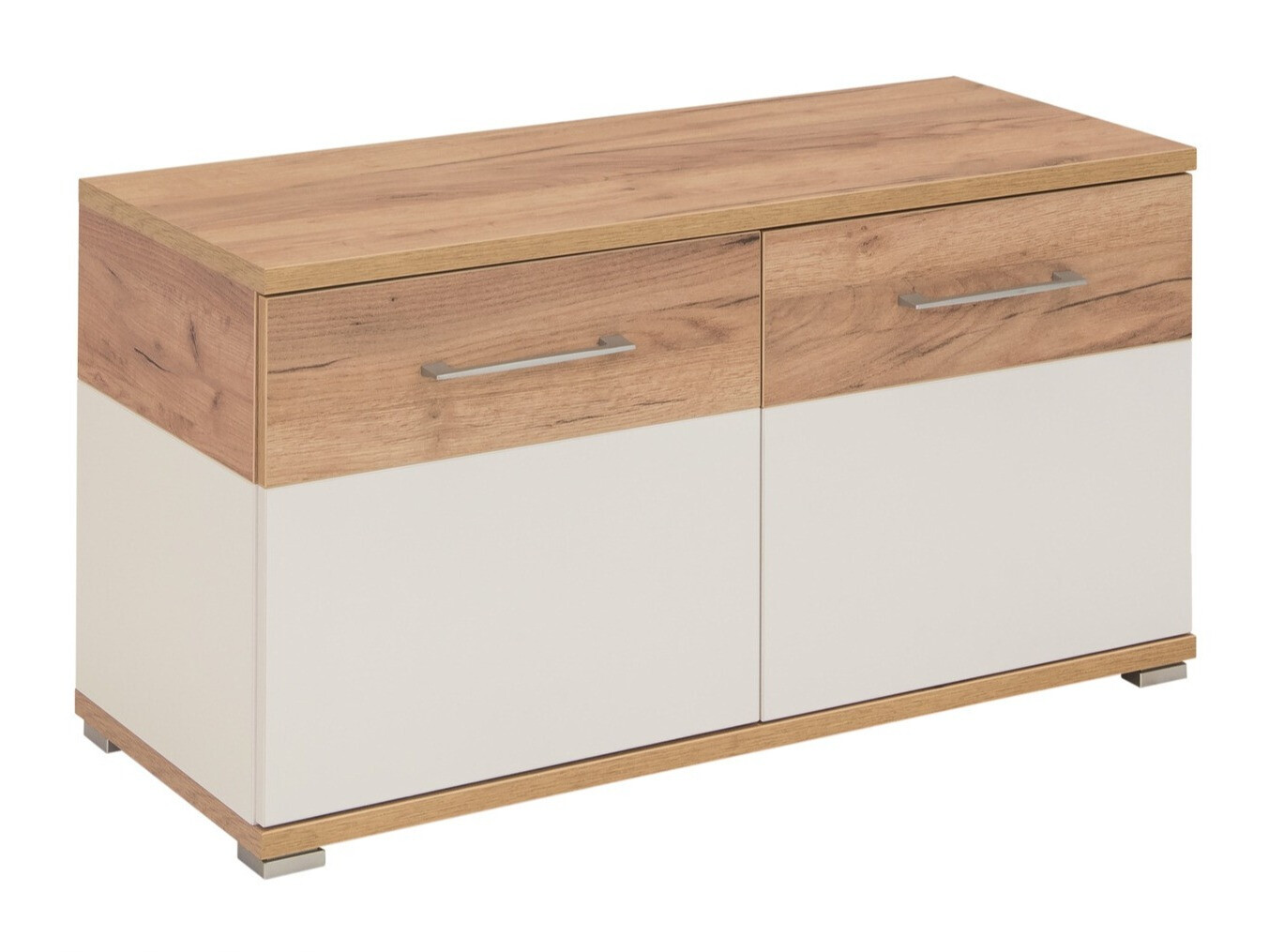 Cipőtároló Nuveno 102 (Fehér + Navarra tölgy)