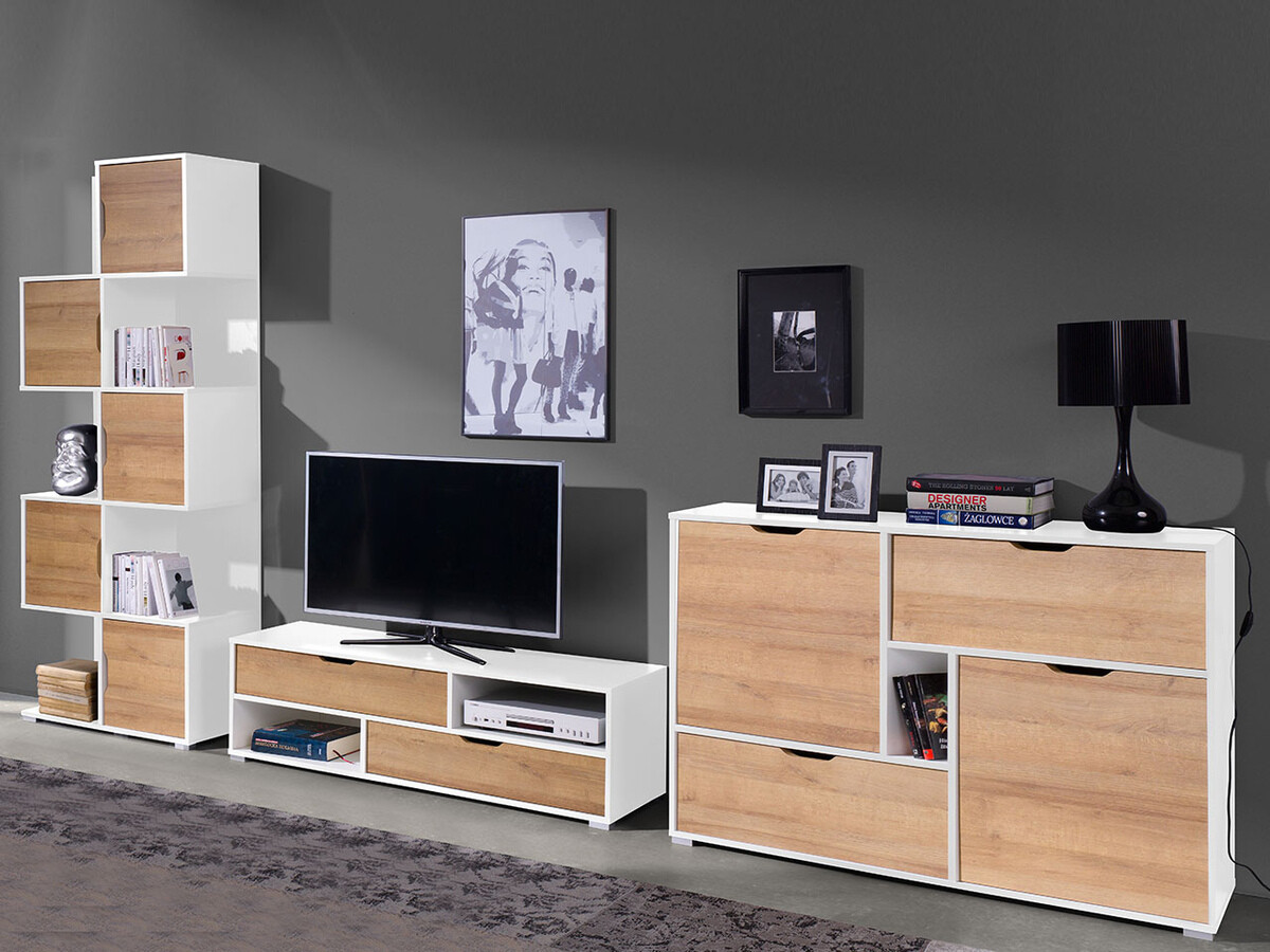 Könyvespolc Providence H110 (Fehér + Arany tölgy)