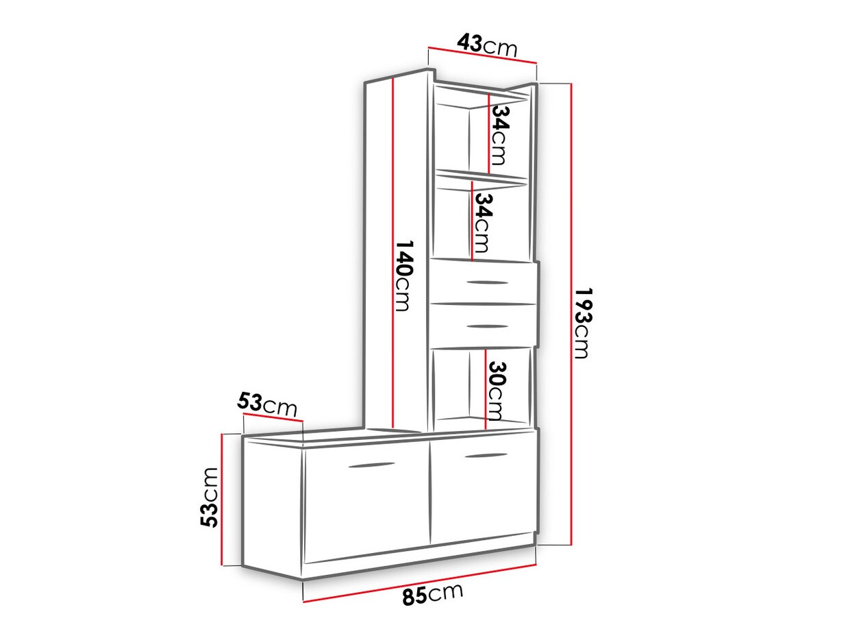 Könyvespolc Salmere 105 (Fehér + Fényes fehér)