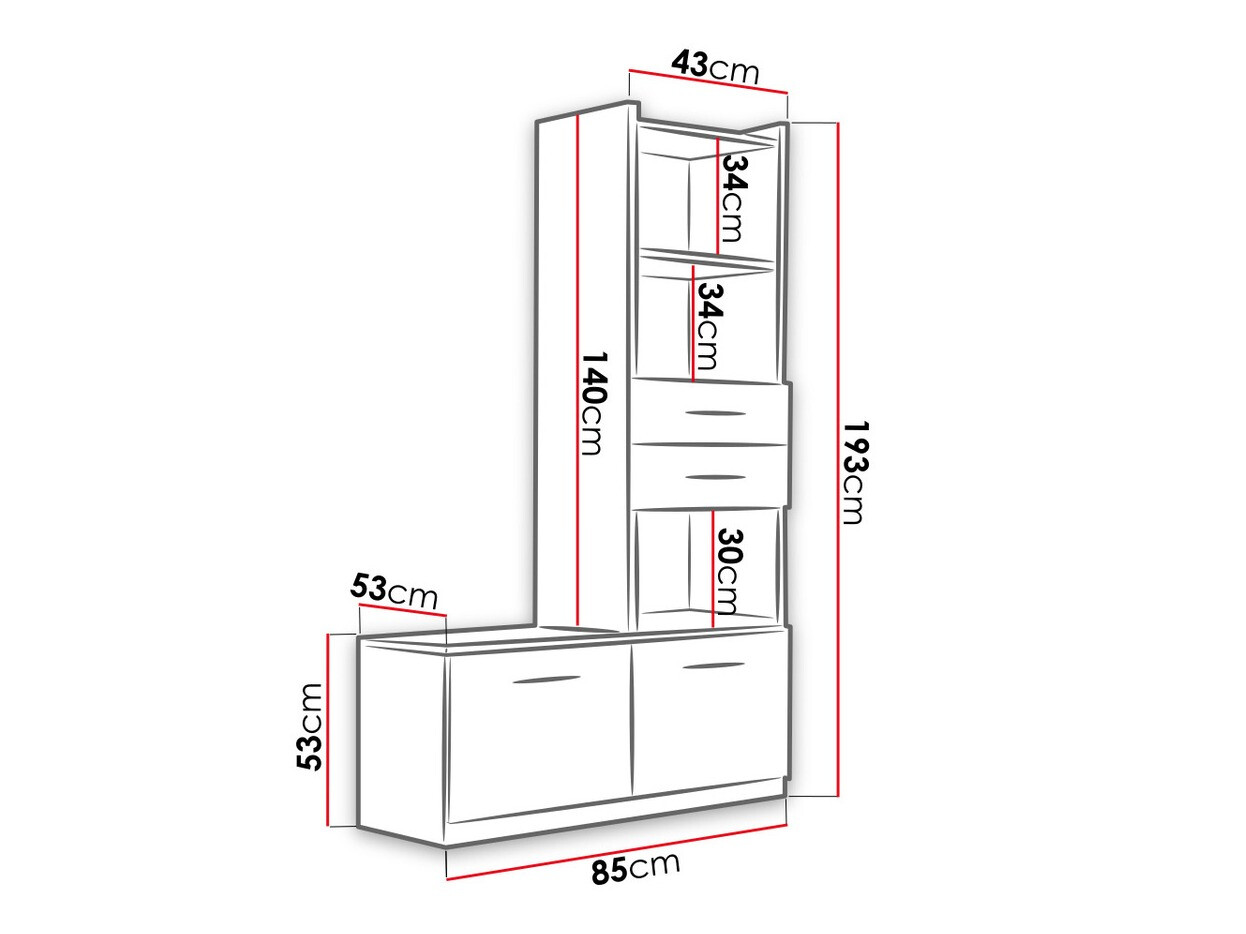 Könyvespolc Salmere 105 (Fehér + Fényes rózsaszínű)