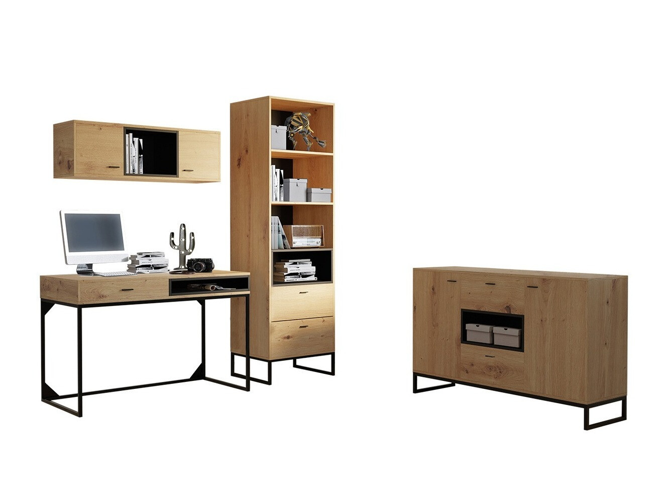 Otthoni iroda készlet Baltesi 116 (Artisan tölgy + Fekete)