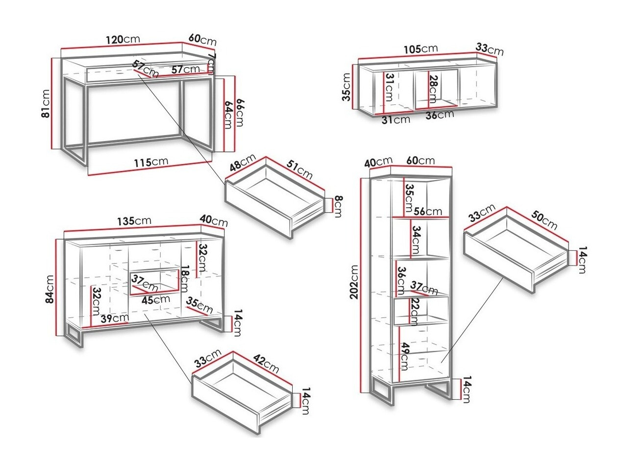 Otthoni iroda készlet Baltesi 116 (Artisan tölgy + Fekete)