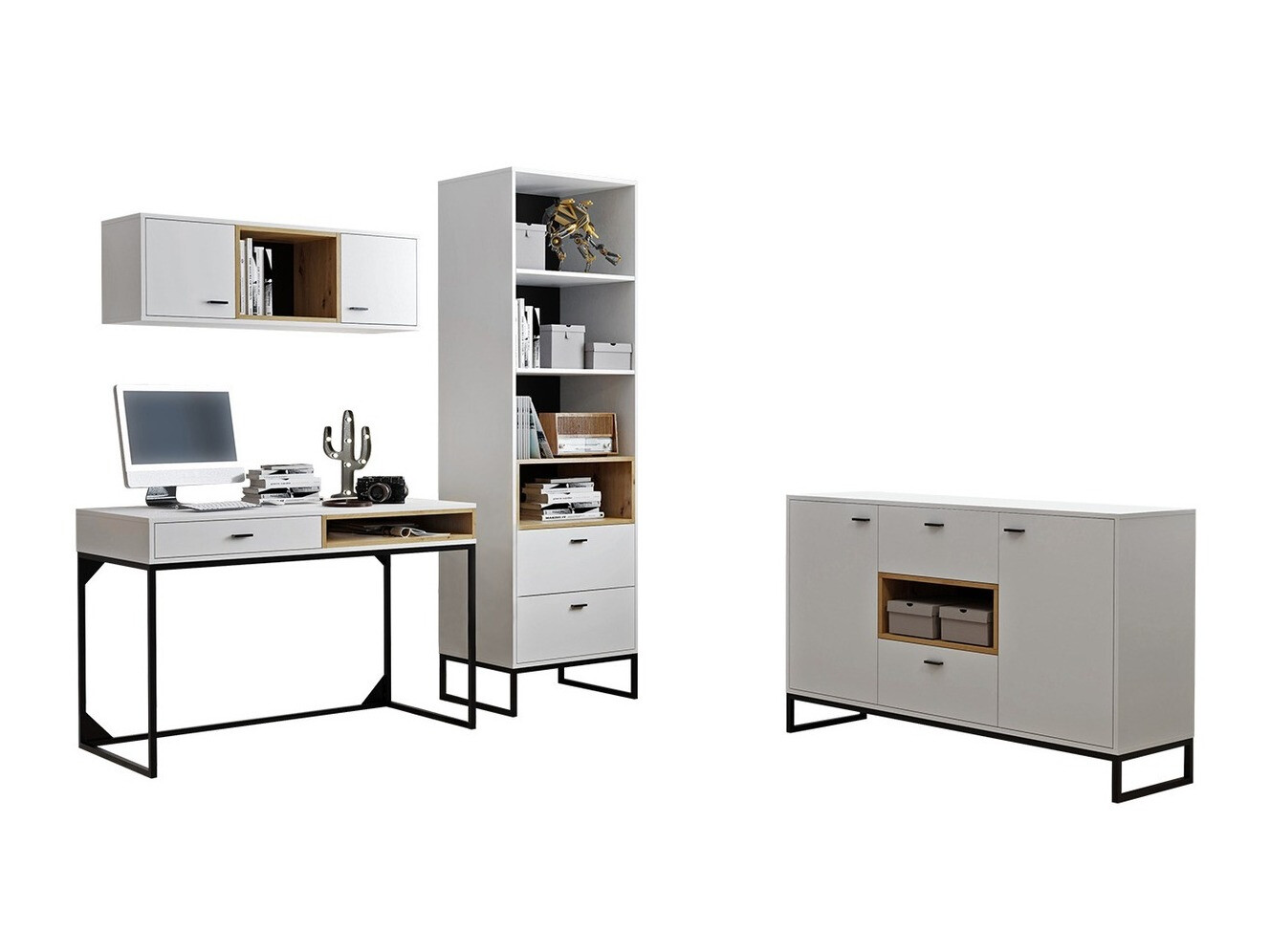 Otthoni iroda készlet Baltesi 116 (Fehér + Artisan tölgy)