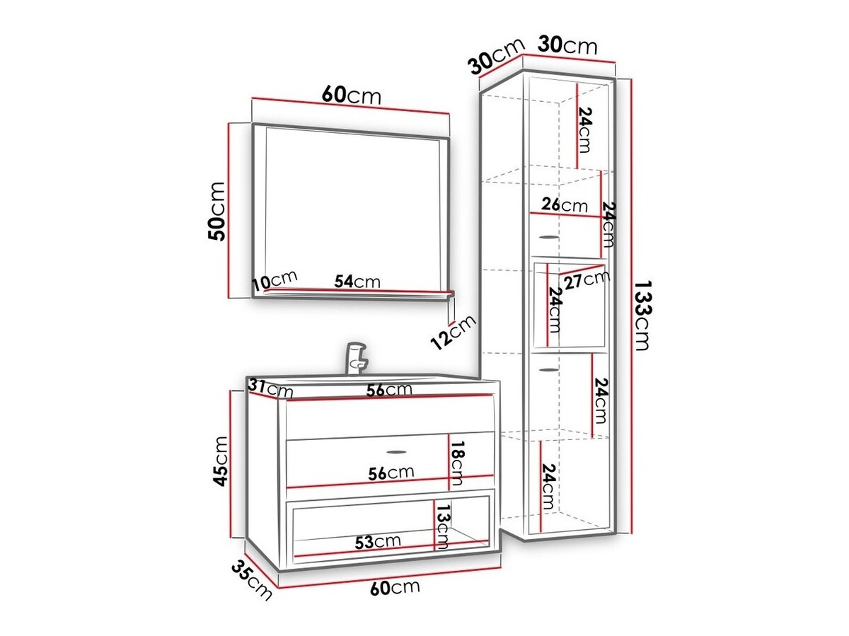 Fürdőszobai garnitúra Velum I (Fehér + Artisan tölgy)