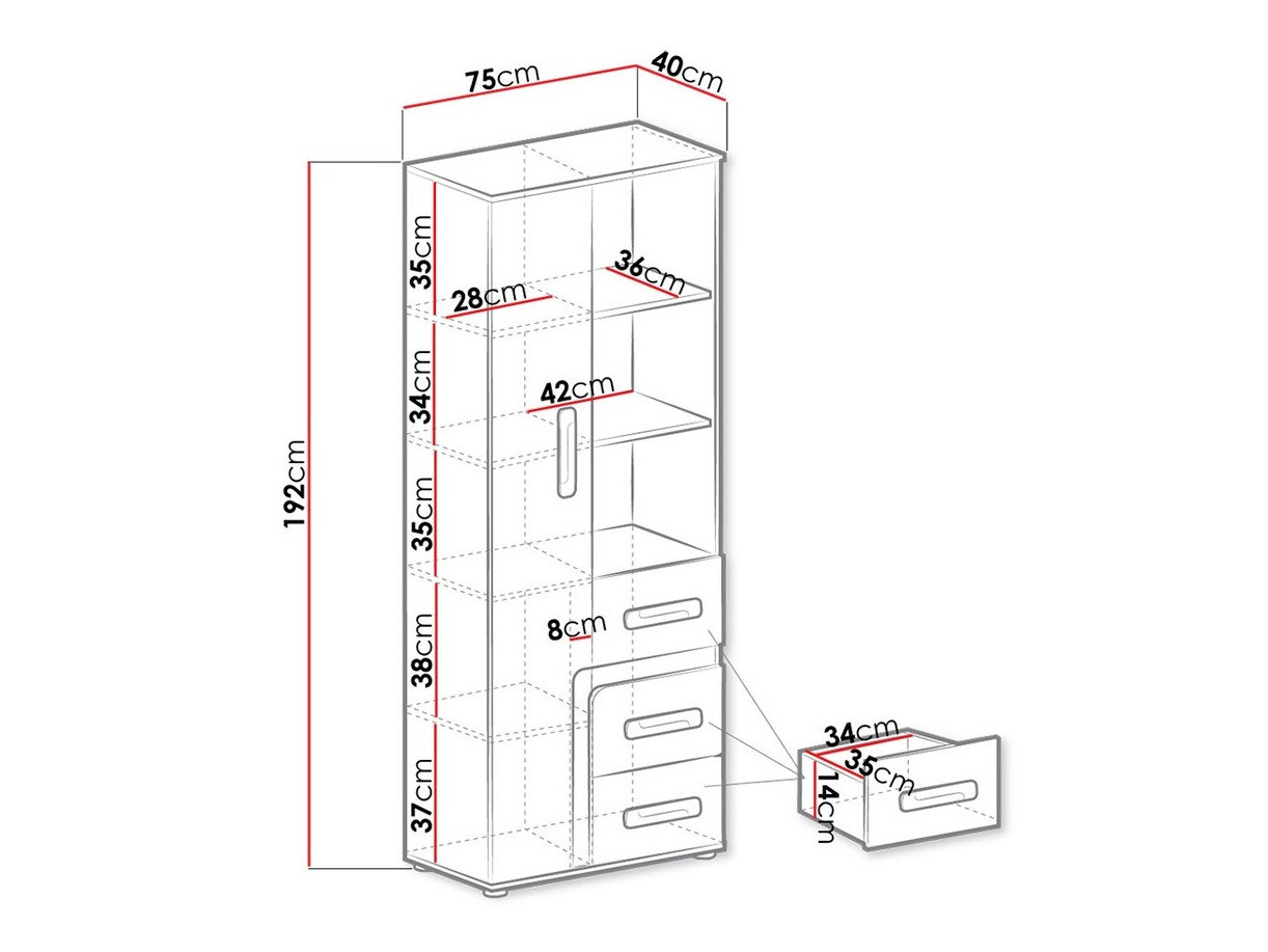 Könyvespolc Aviseve 105 (Antracit + Fehér)