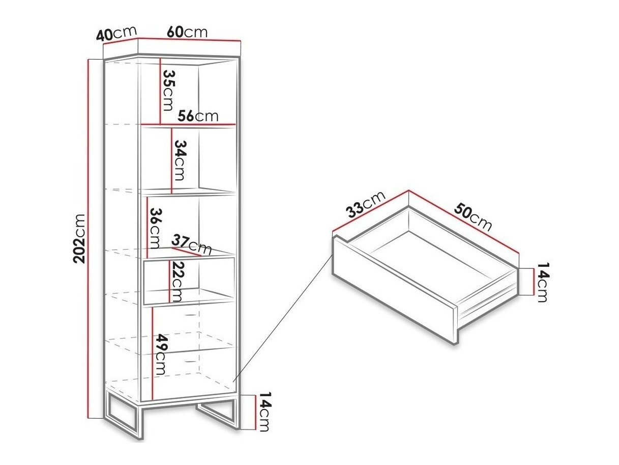 Könyvespolc Baltesi 105 (Fehér + Artisan tölgy)
