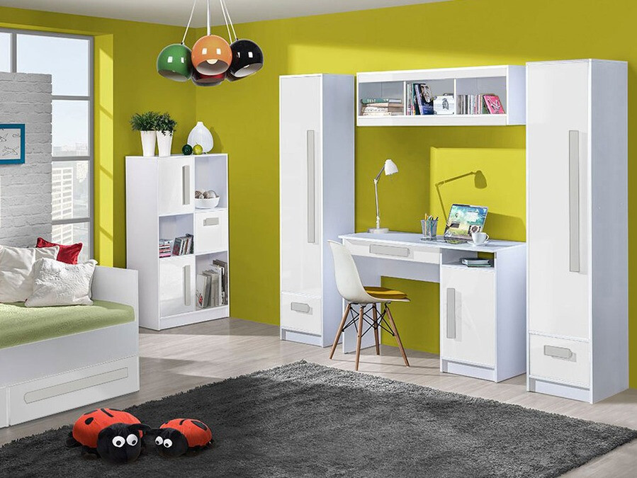 Könyvespolc Merevari 101 (Fehér + Fényes fehér + Szürke)