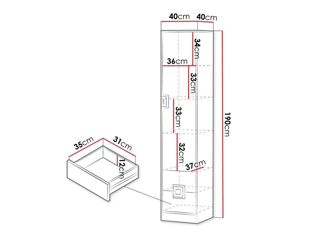 Könyvespolc Tolfere 104 (Világos tölgy + Fehér)