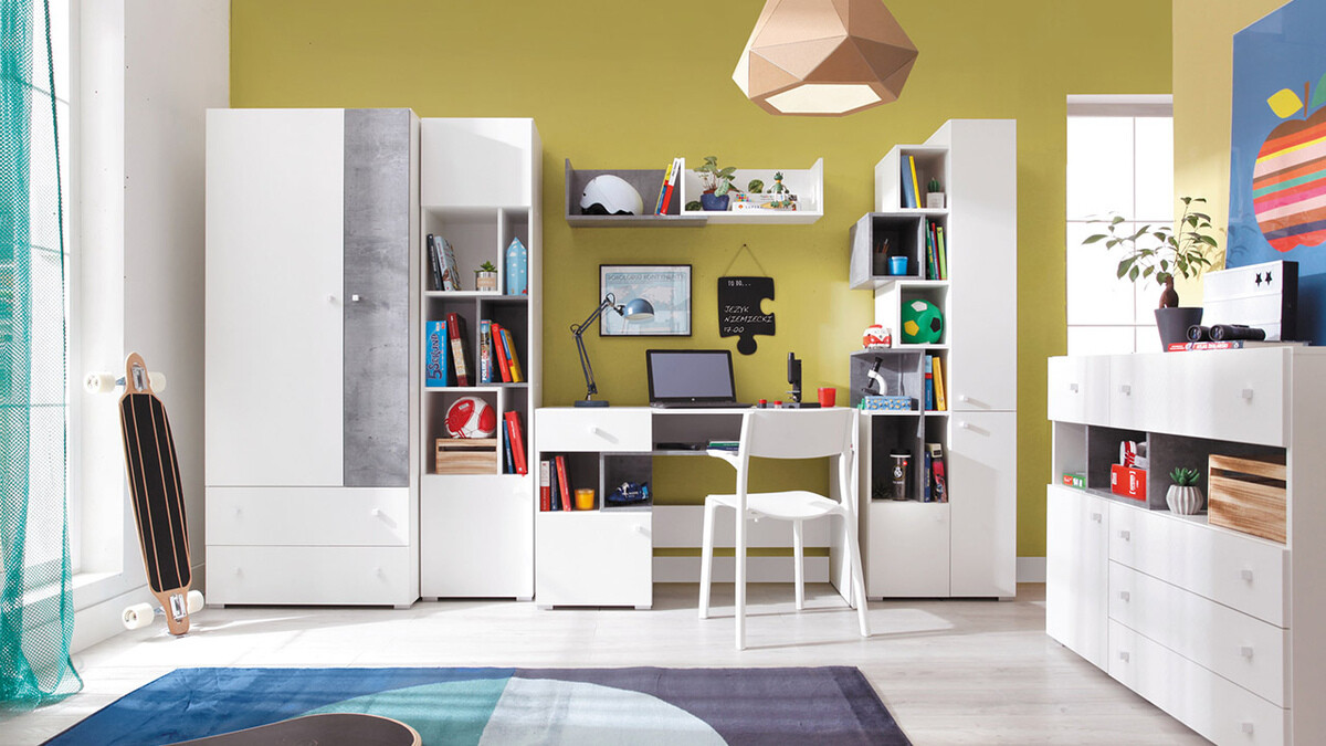 Bútorkészlet Omaha J120 (Fehér + Beton)