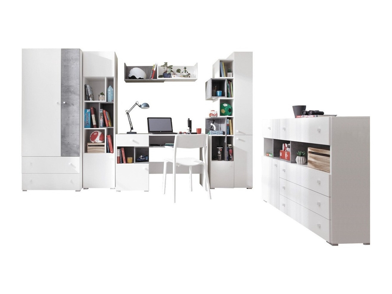 Bútorkészlet Omaha J120 (Fehér + Beton)