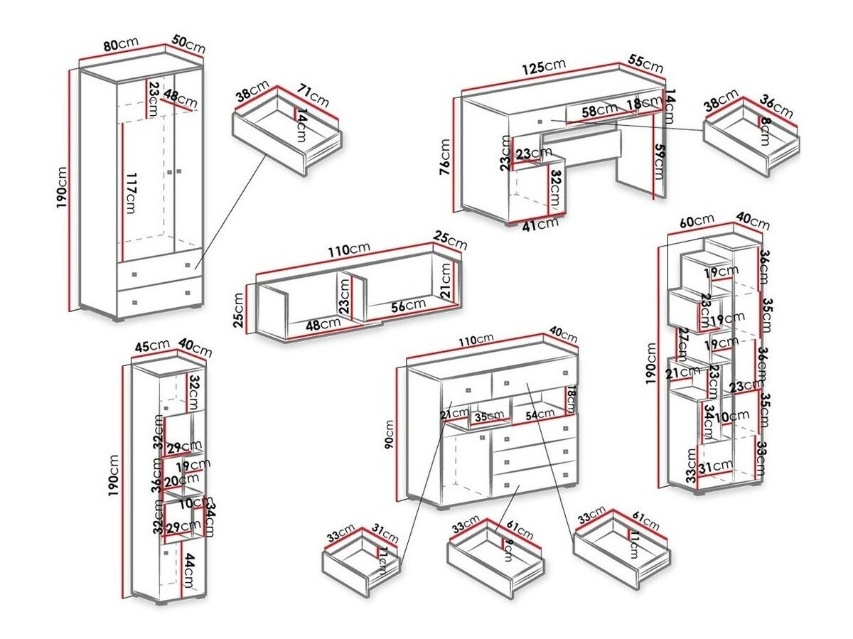 Bútorkészlet Omaha J120 (Fehér + Beton)