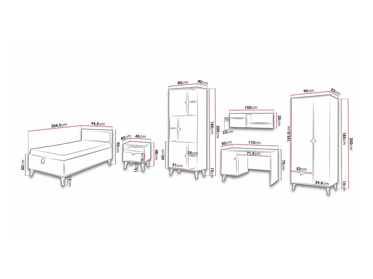 Gyerekszoba garnitúra Etrmoru 124